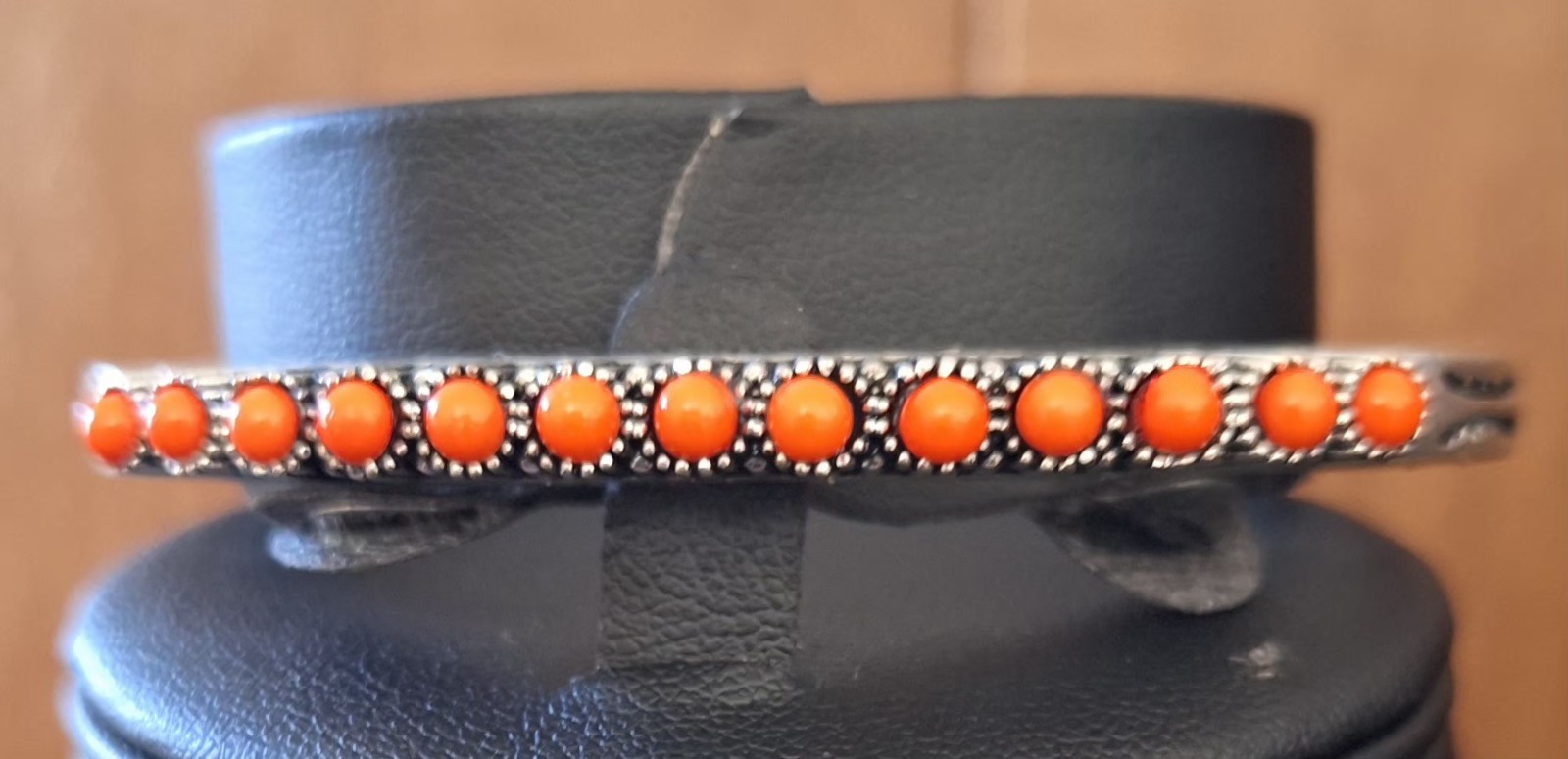 Paparazzi Orange Coral Color Cuff Bracelet Silver Tone Southwestern Western Boho