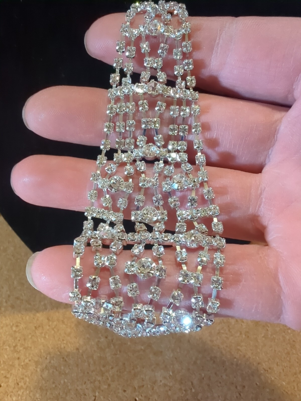 Rhinestone Necktie Silver Tone Necklace 16″ + 7″ Sparkly Dangle Tie Valentines