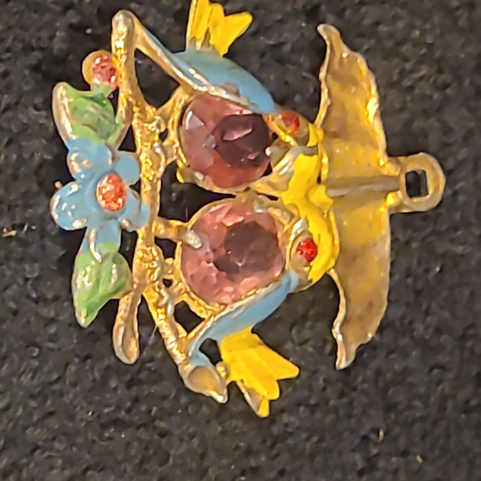 Vtg 1940s Fred Gray Love Birds Umbrella Jelly Belly Pendant Necklace Heirloom