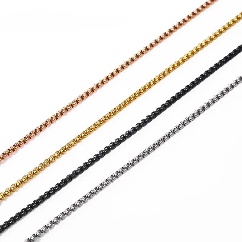Stainless Steel Box Chain Necklace 2mm 2.5mm 3mm Unisex Long Chain Jewelry
