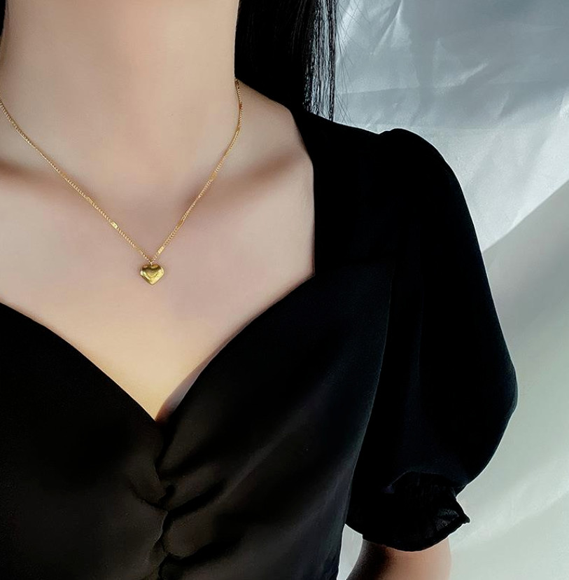 18K Gold Stainless Steel Love Floating Heart Pendant Chain Necklace Love Gift
