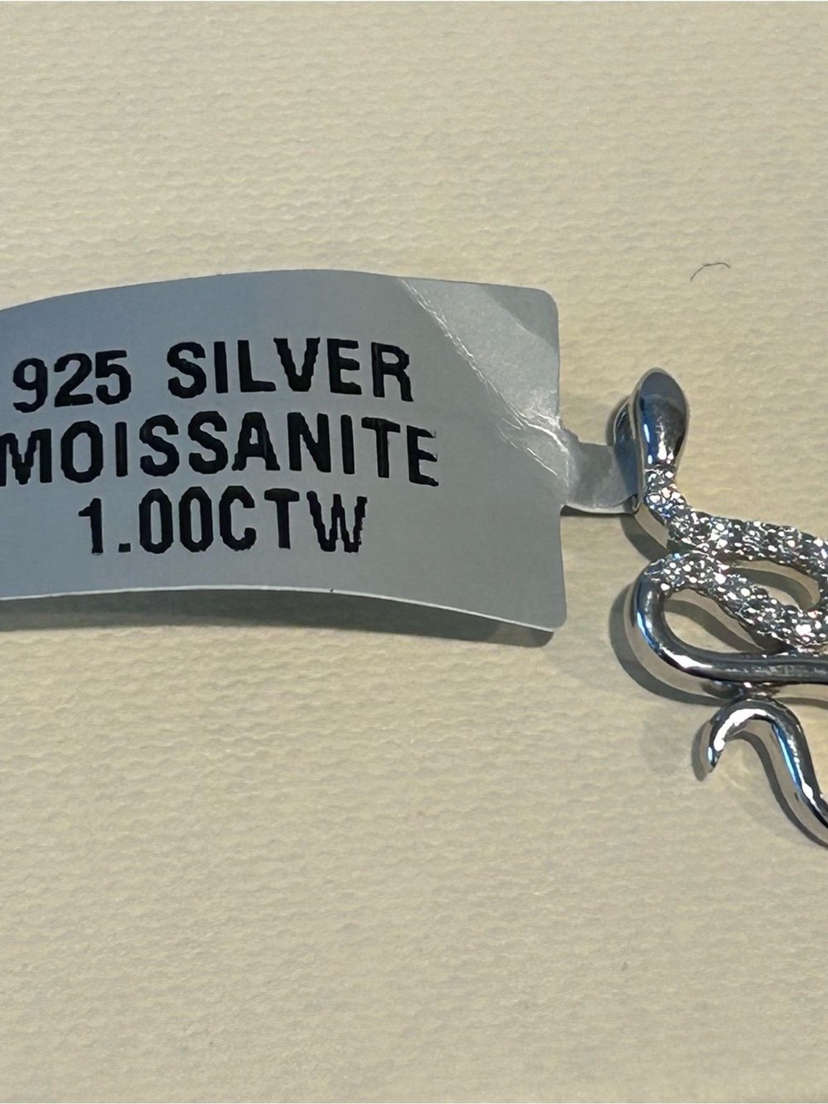 Sterling Silver Snake Pendant with Moissanite