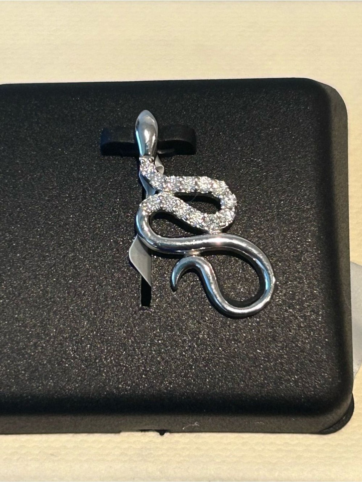 Sterling Silver Snake Pendant with Moissanite
