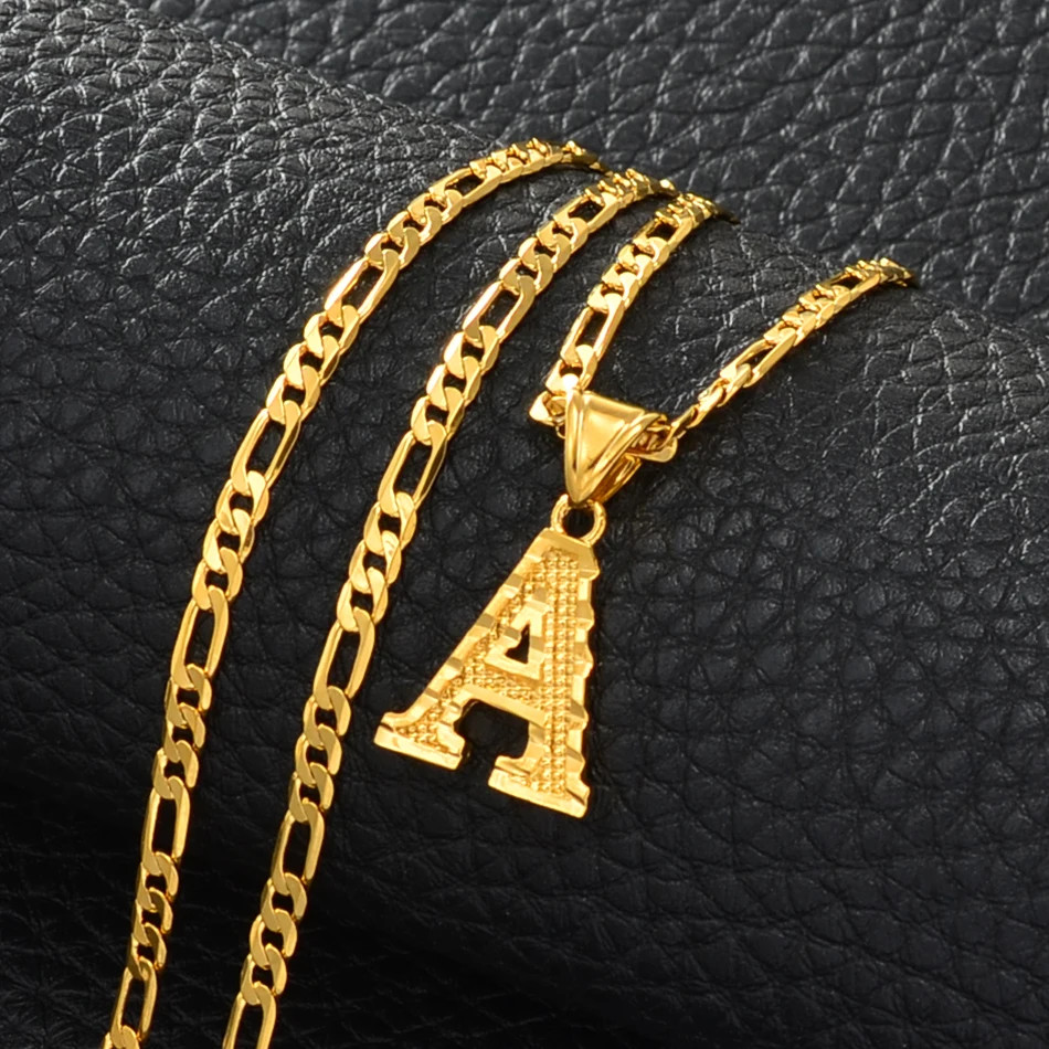 A-Z Letters Pendant Necklaces for Women Men English Initial Alphabet