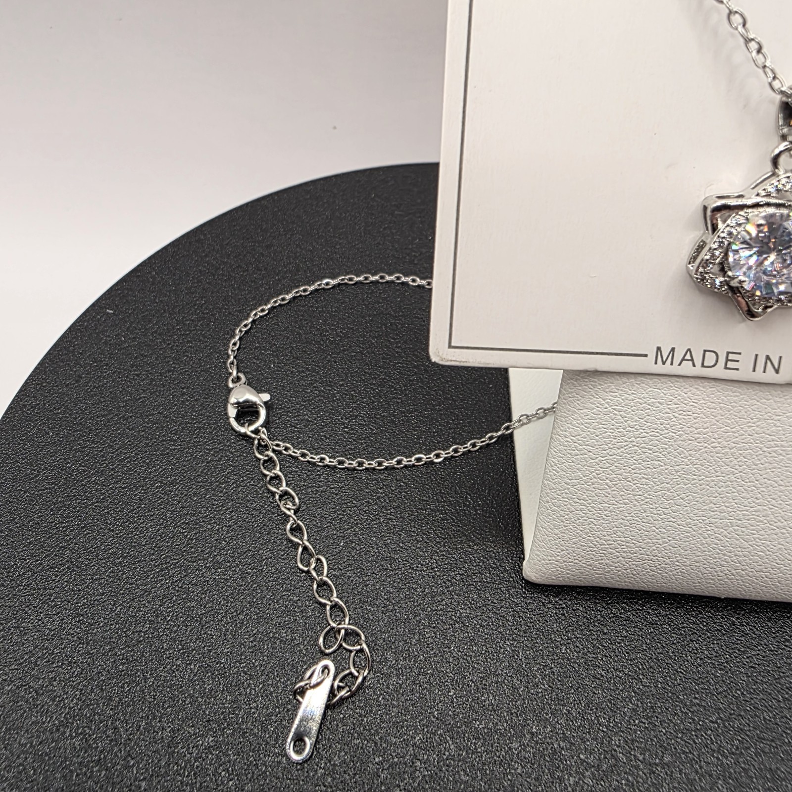 Stainless Steel 16″Necklace w/17mm Cz Star Pendant