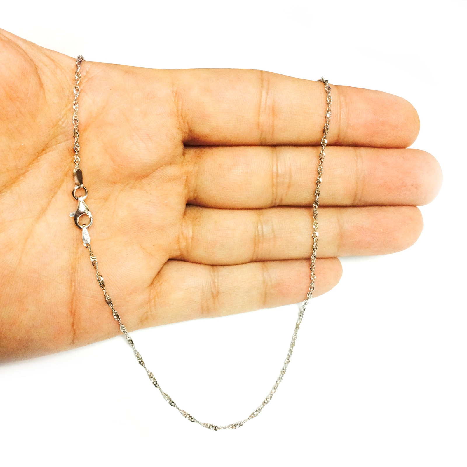 Sterling Silver Rhodium Plated Singapore Chain Necklace, 1.6mm, 16″