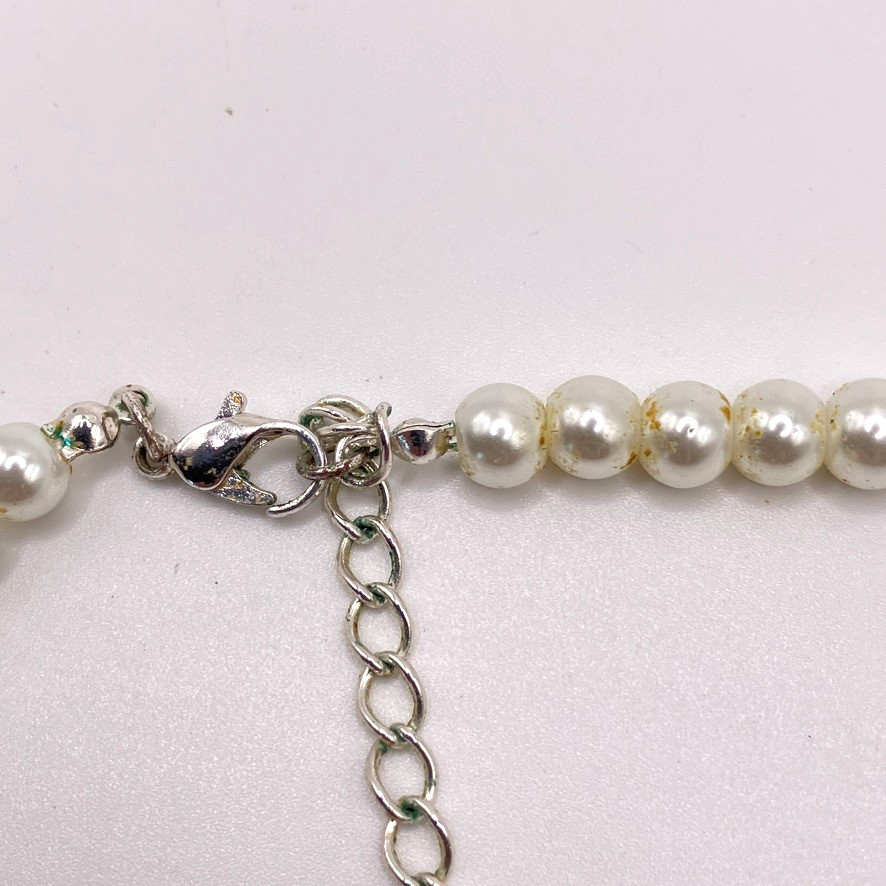 White Glass Faux pearl necklace 46cm vintage bridal flower girl bridesmaid