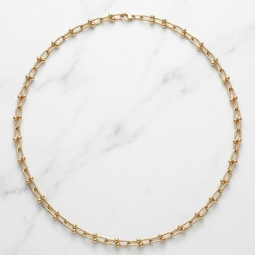 14K Yellow Gold Jax U Link Chain Statement Necklace 16″ 18″, 20″, 22″, 24″ 30″
