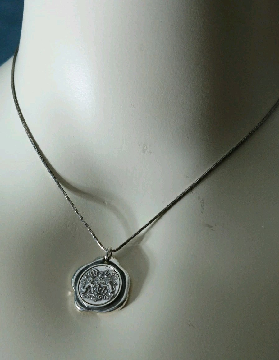 Brighton Beauty and Strength Coin/Seal Pendant Necklace Silver Plated 18” -20″