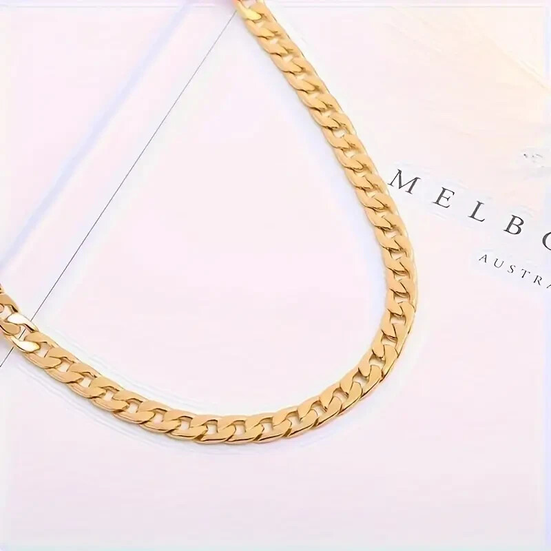 Golden Chain Necklace, 24 or 26 Inches Long .315in wide 14K Gold Plated
