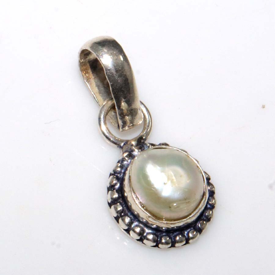 925 Silver Plated Pearl Jewellery Pendant Handmade Gemstone Size 1.3″