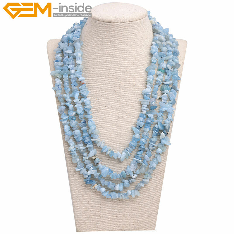Assorted Gemstone Multi-Strand Chips Quartz Cluster Necklace 17-20″ Women Gift
