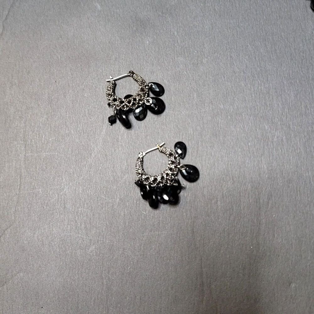 Fashion Necklace Earrings Set Black Beaded Pendant Jewelry