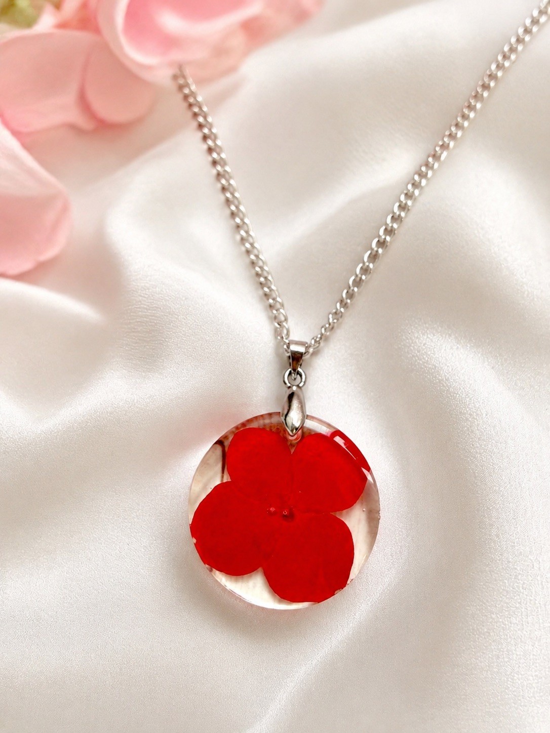 Pressed Flowers Pendant Resin Necklace Pressed Flower Pendant Pressed Flower