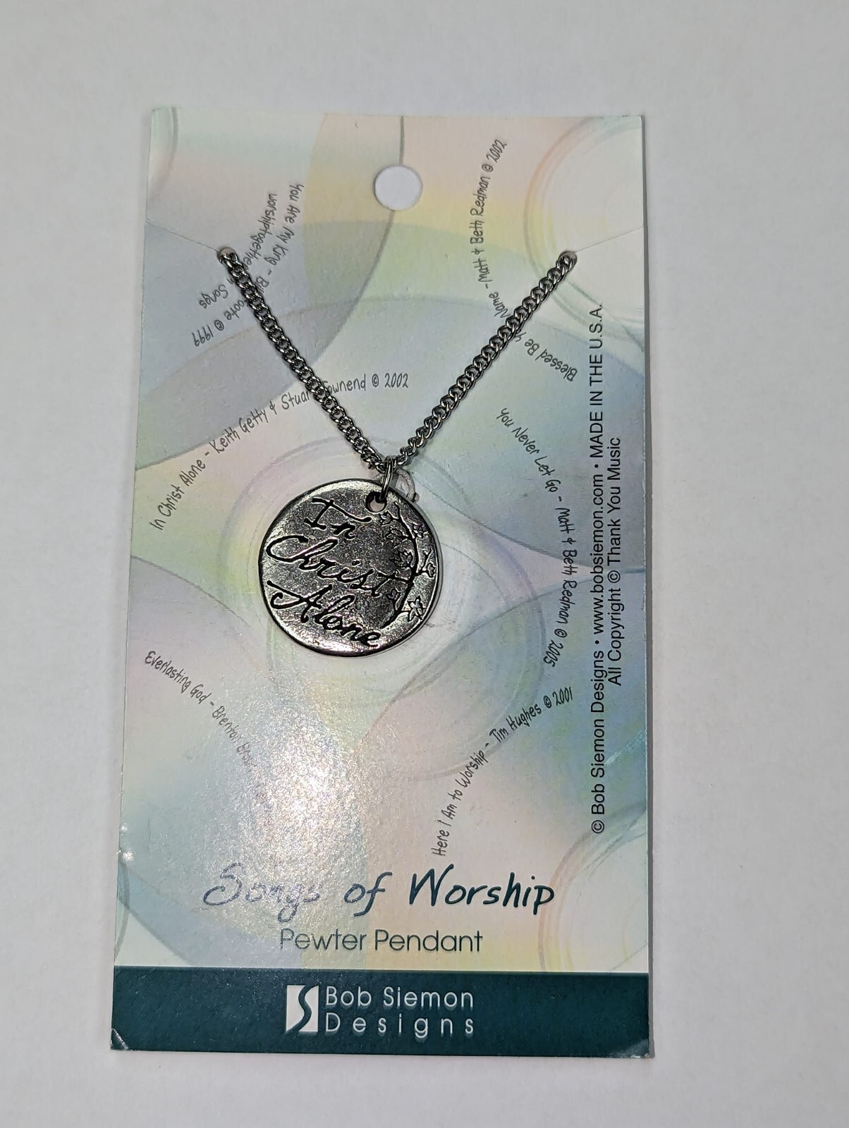 In Christ Alone 100% lead-free Pewter Pendant on an 18 inch Stainless Chain USA