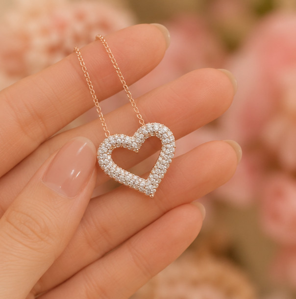 2ct Round Simulated Diamond Engagement Heart Shape Pendant 14kYellow Gold Plated