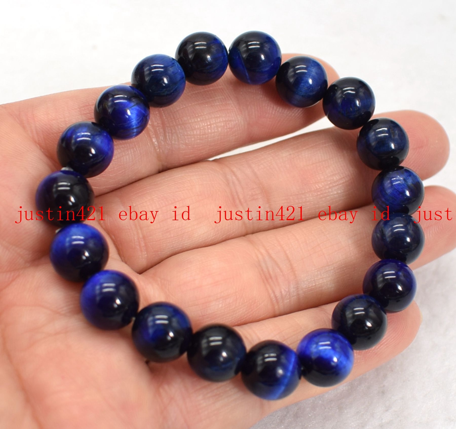 6-14mm Blue Tiger’s Eye Round Gemstone Beads Necklace Bracelet Earrings Set 18”