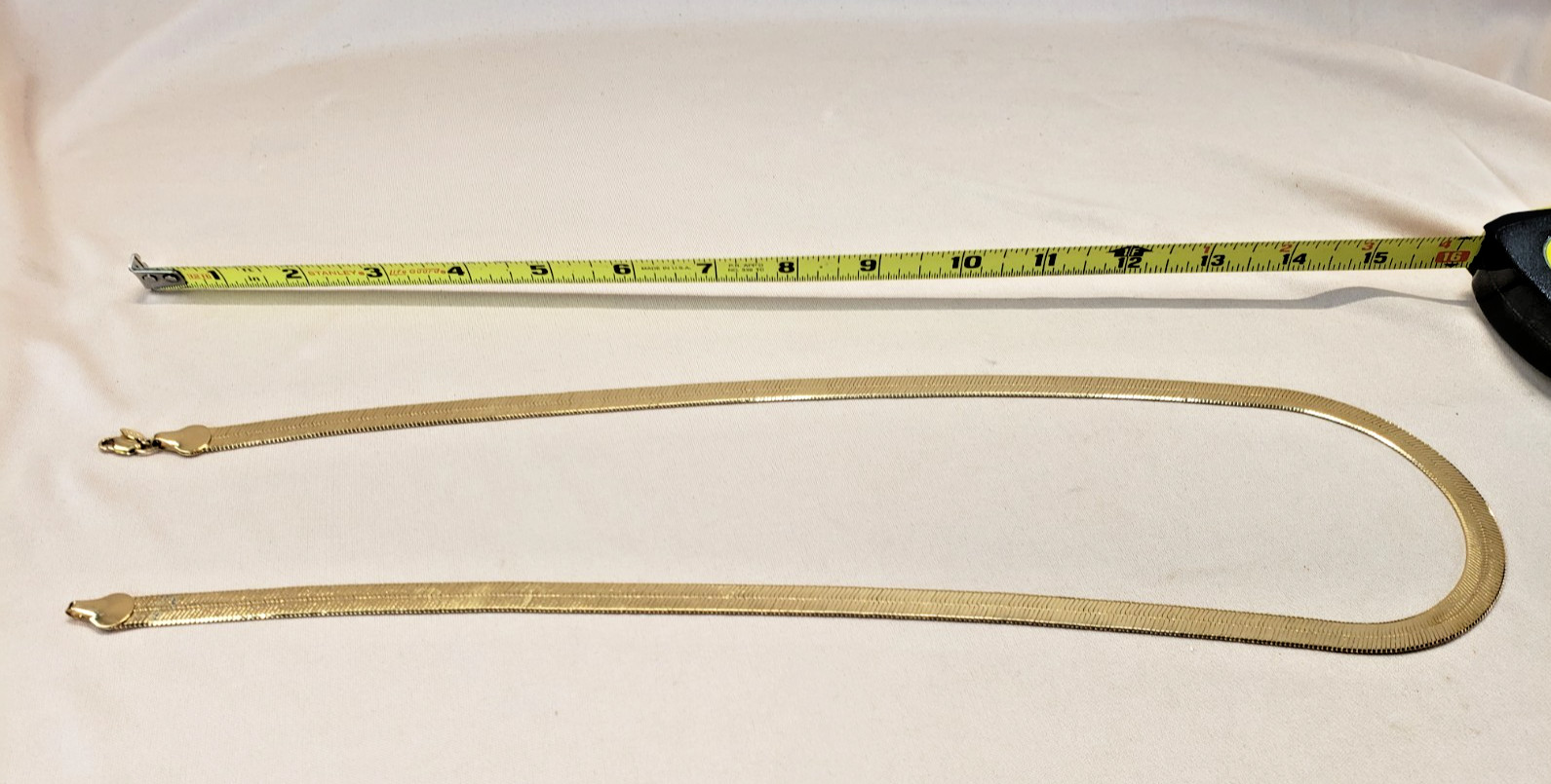 14K Gold Plated Wide Herringbone Chain Necklace 30″ 9 mm Signed Vision 14K GL