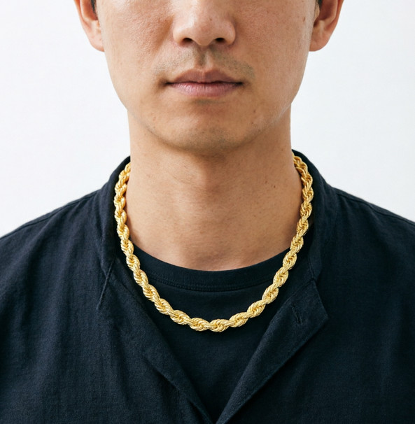 10K Yellow Gold 10mm Laser Diamond Cut Rope Chain Necklace Men Women 22″