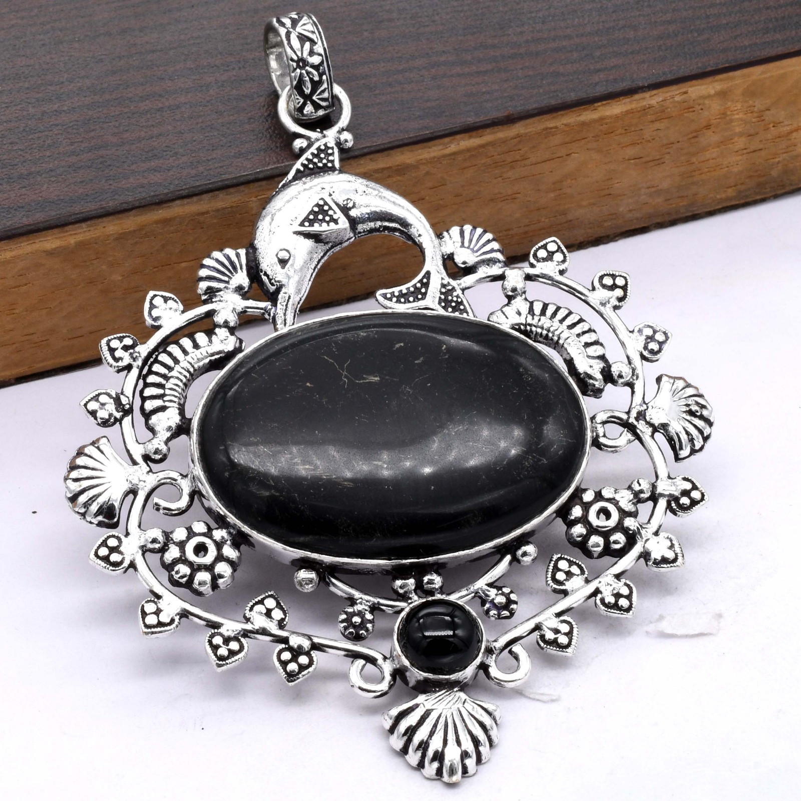 Black Onyx Natural Gemstone Pendant Jewelry 1.4″ P 3845