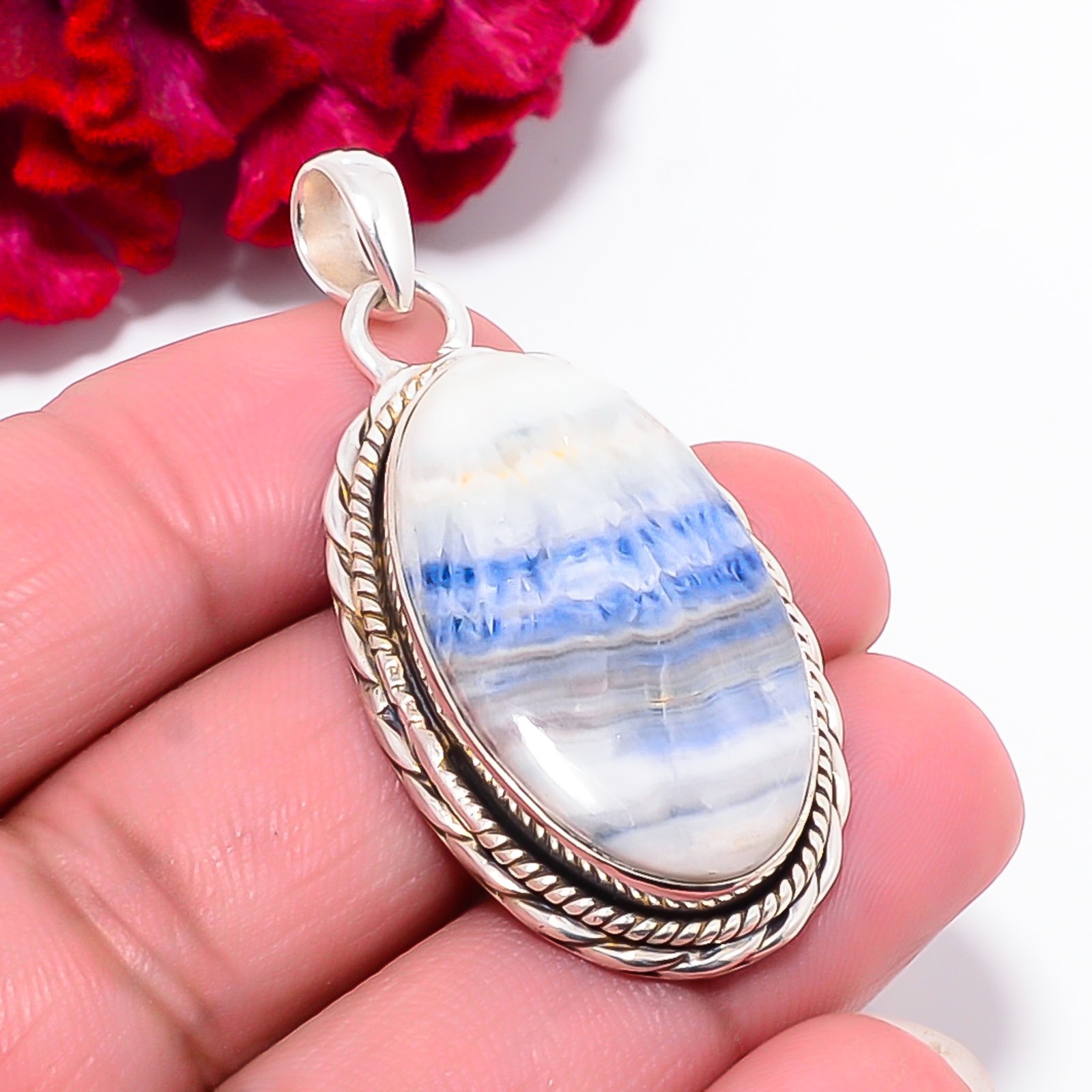 Blue Scheelite – Turkey Gemstone 925 Sterling Silver Pendant 1.95″ P101948