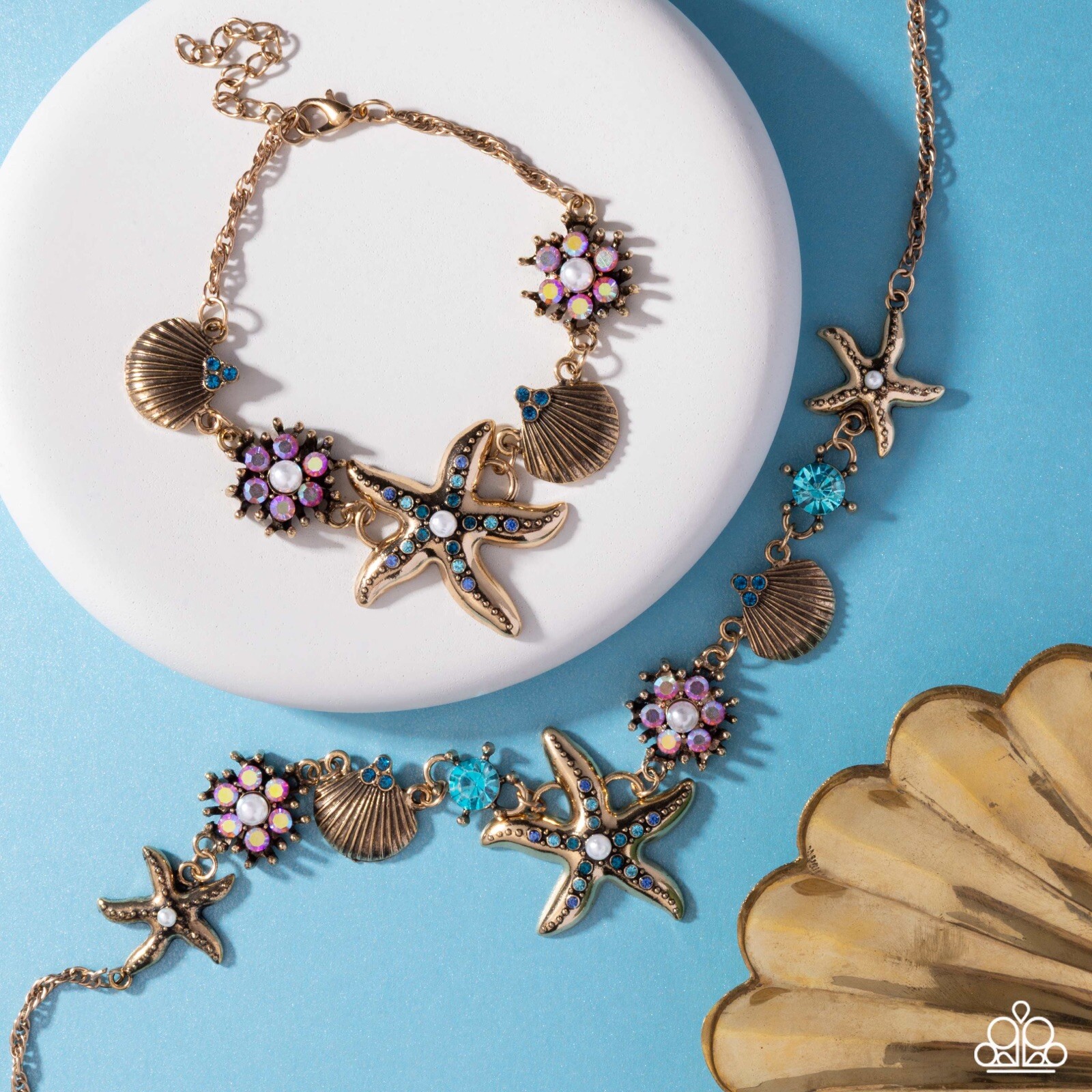 ⚓️Paparazzi Starfish Song-Blue-Coastal Inspired-Necklace & Earrings & Bracelet