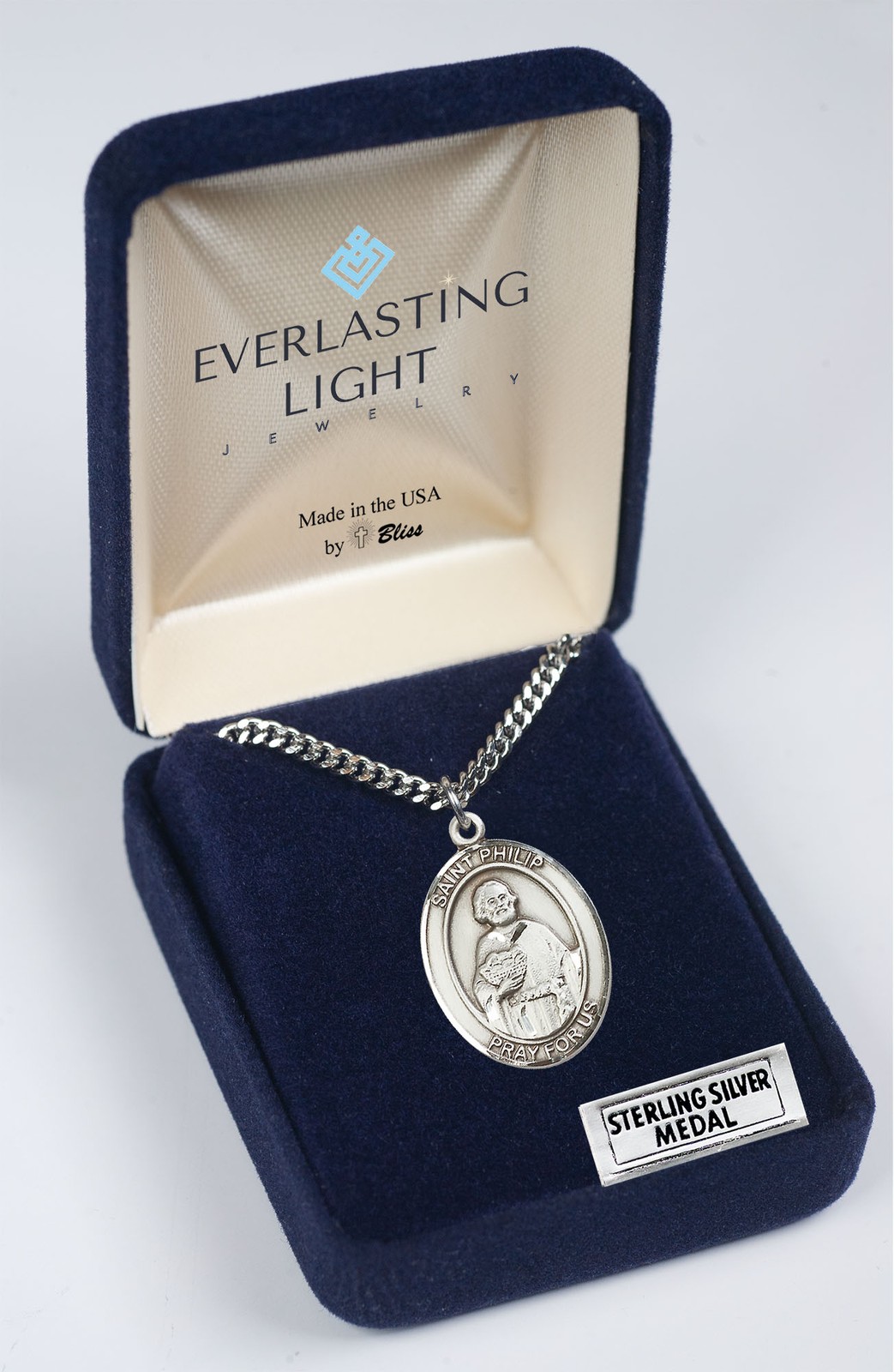 Sterling Silver Saint Philip the Apostle Medal 24″ Lobster Claw Chain Necklace