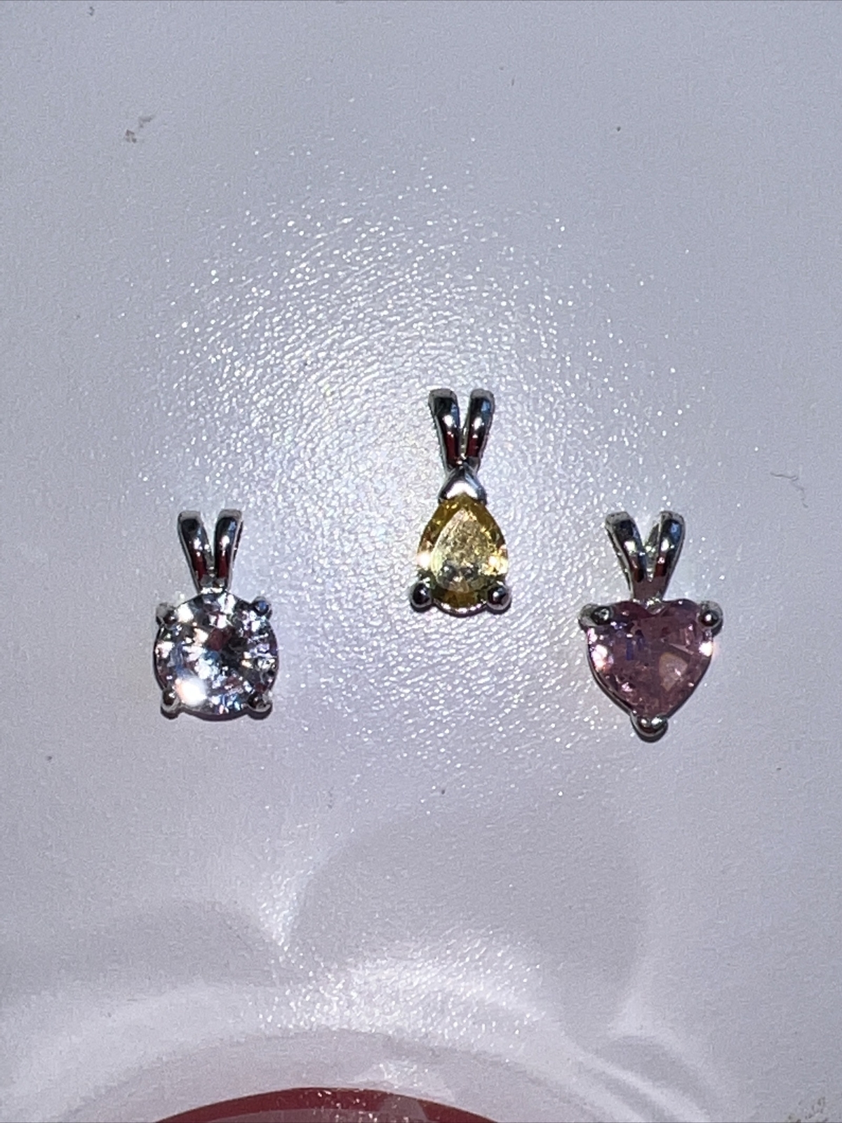 3 Pendent Lot Necklace Bracelet Charm Yellow Pink Colorless Clear