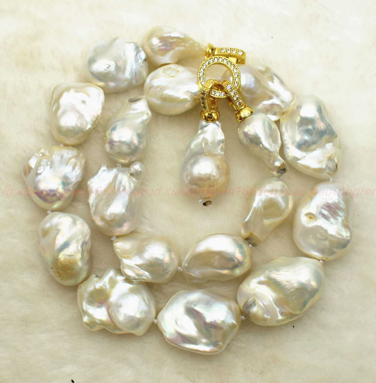 Huge Pretty 15x20mm Natural White Baroque Freshwater Pearl Pendant Necklace
