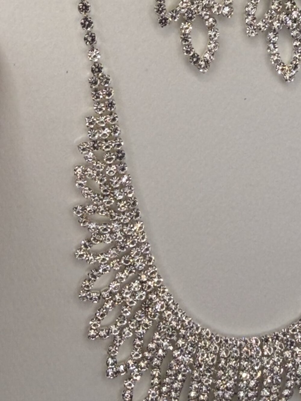 Christina Collection Silver Tone Rhinestone Statement Necklace & Earrings Bridal