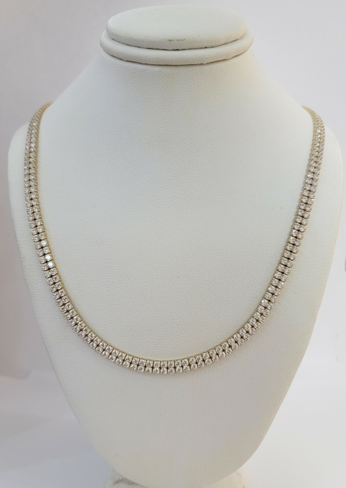10k Yellow Gold Chain Real Tennis Necklace 18″ 20″ 22″ Two-row Stone Mens Women