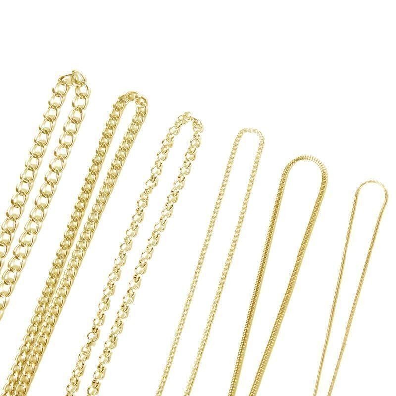 Gold Multi Chain Necklace Pack W/ Lobster Claw Clasps Adult Unisex DIY 6 Pcs New