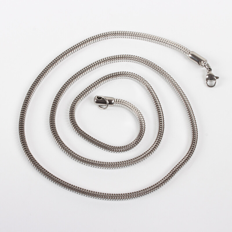Stainless Steel Snake Chain Necklace Makings Lobster Clasp Platinum 23.6″ P122
