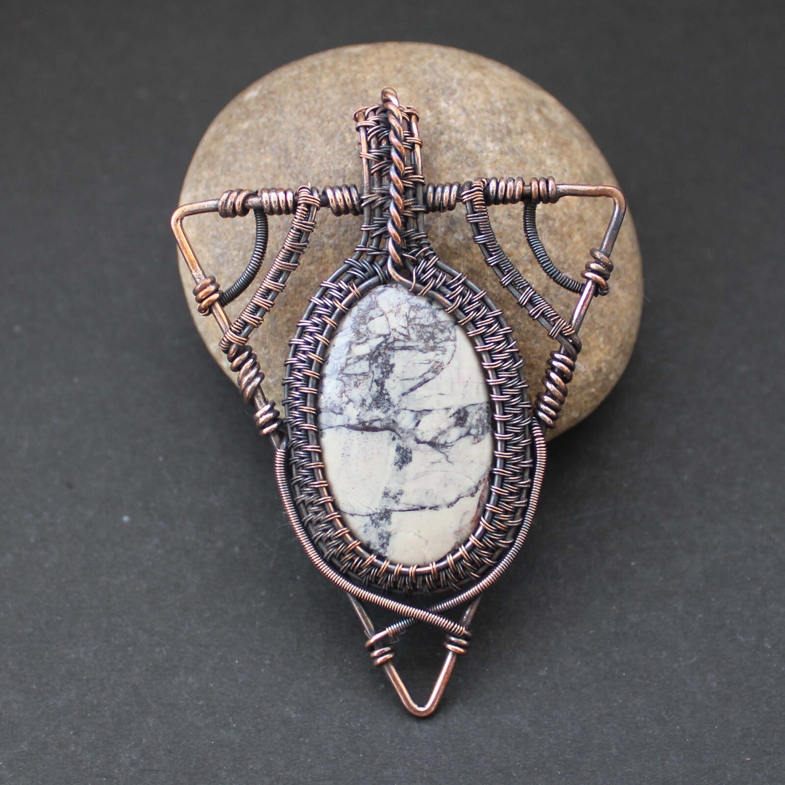 Jasper Handmade Pendant Copper Wire Wrapped Pendant Wire Wrapped Jewelry