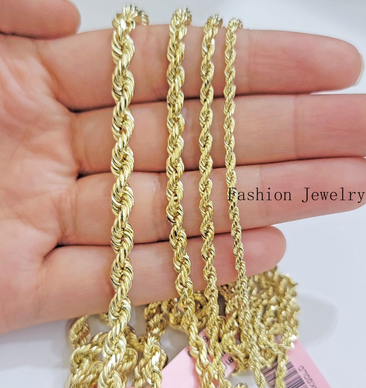 Real 14k Yellow Gold Rope chain necklace 2.5mm 3mm 4mm 5mm 18-26 Inch Men women.