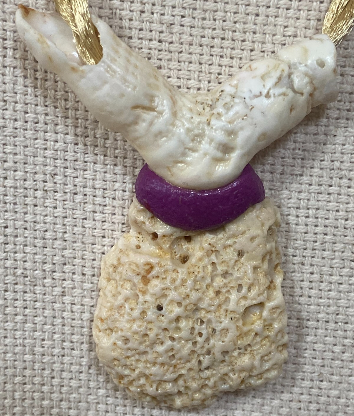 Handcrafted Coral Pendant Necklace – Adjustable Satin Cord with Dancing Figure