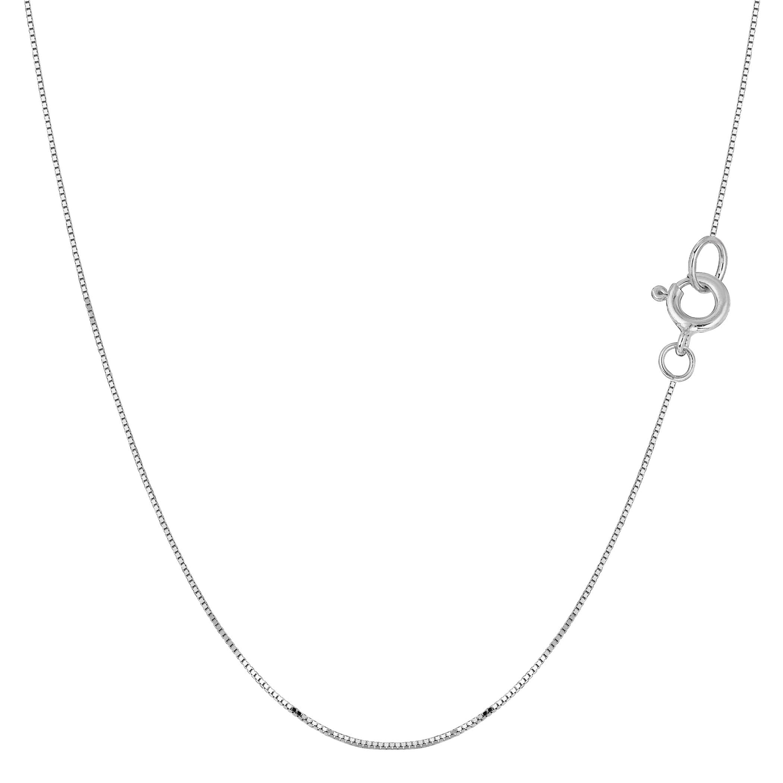 14k Real Solid Gold Box Style Chain Necklace, 0.45mm (24 Inches, White Gold)