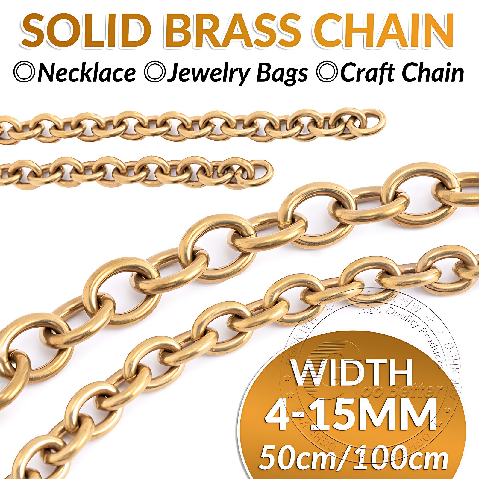 Solid Brass Chain 4-15mm Width Necklace Jewelry Bags Craft Chain Sold Per Meters