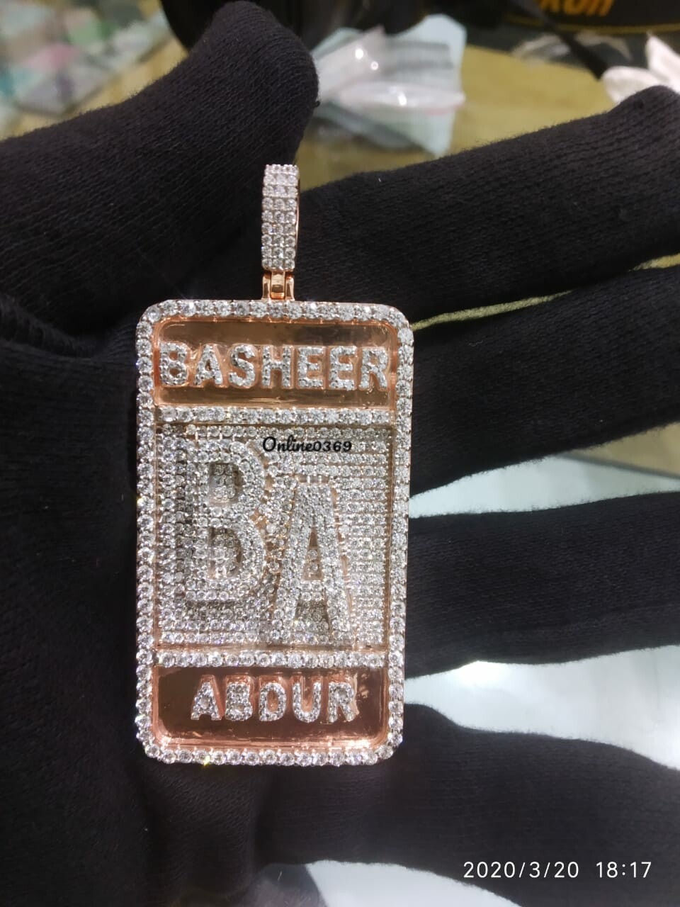 3.2 ct RD Simulated Diamond mens Customized Dog Tag Name Pendant 925 Silver