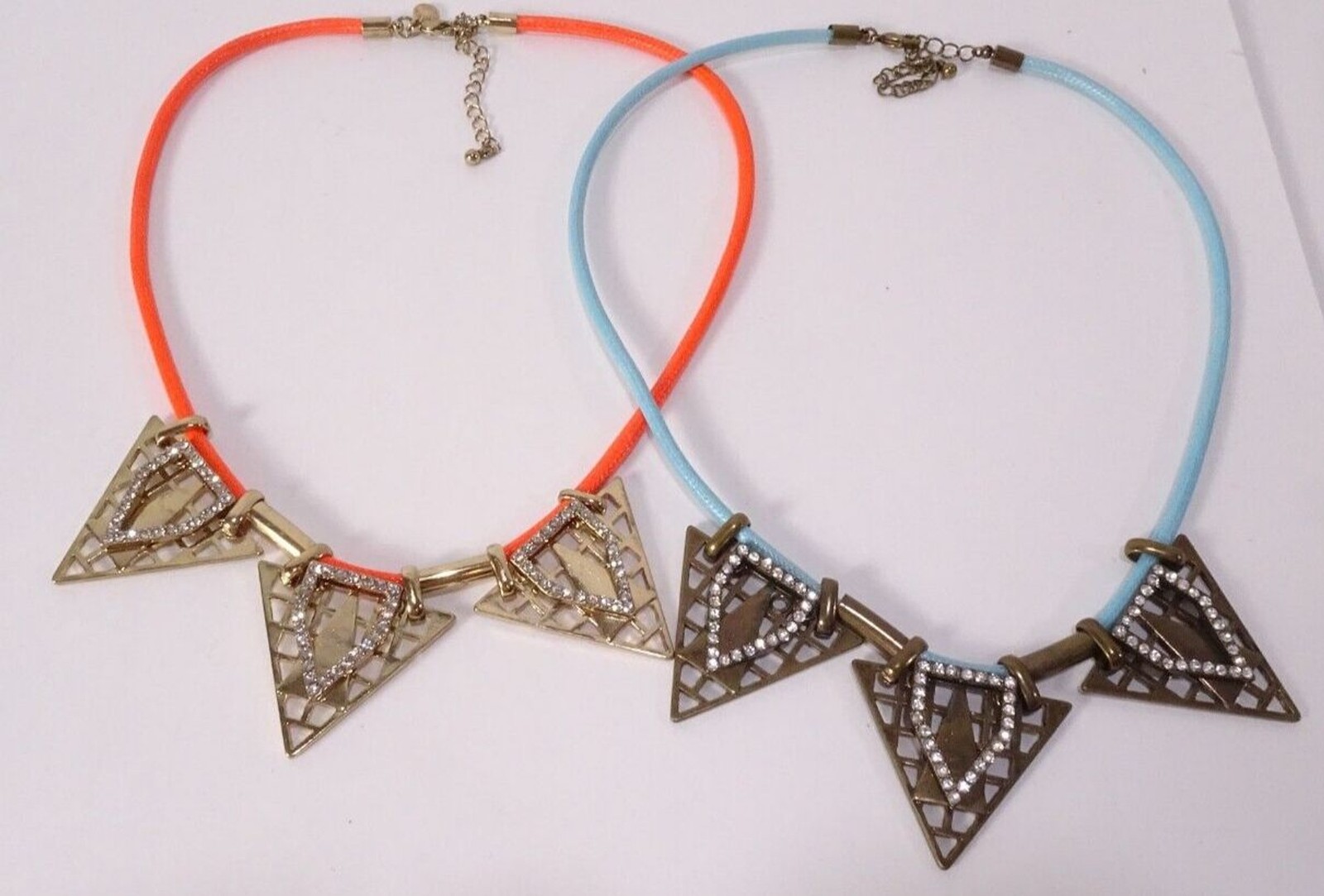 J.Crew Women’s Angelica Rope Brass Crystal Fan Necklace Blue and Orange