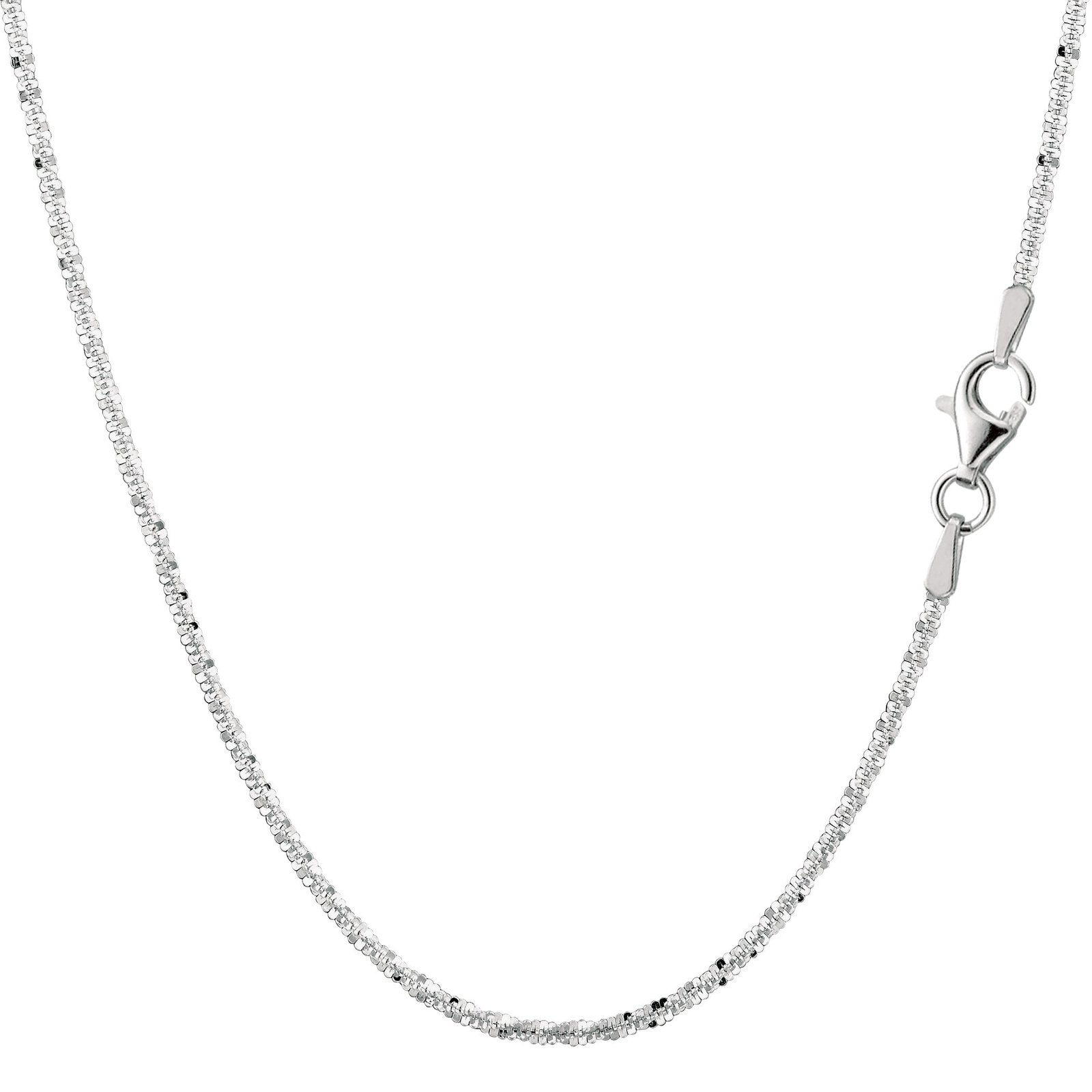 Sterling Silver Rhodium Plated Sparkle Chain Necklace, 2.2mm, 16″