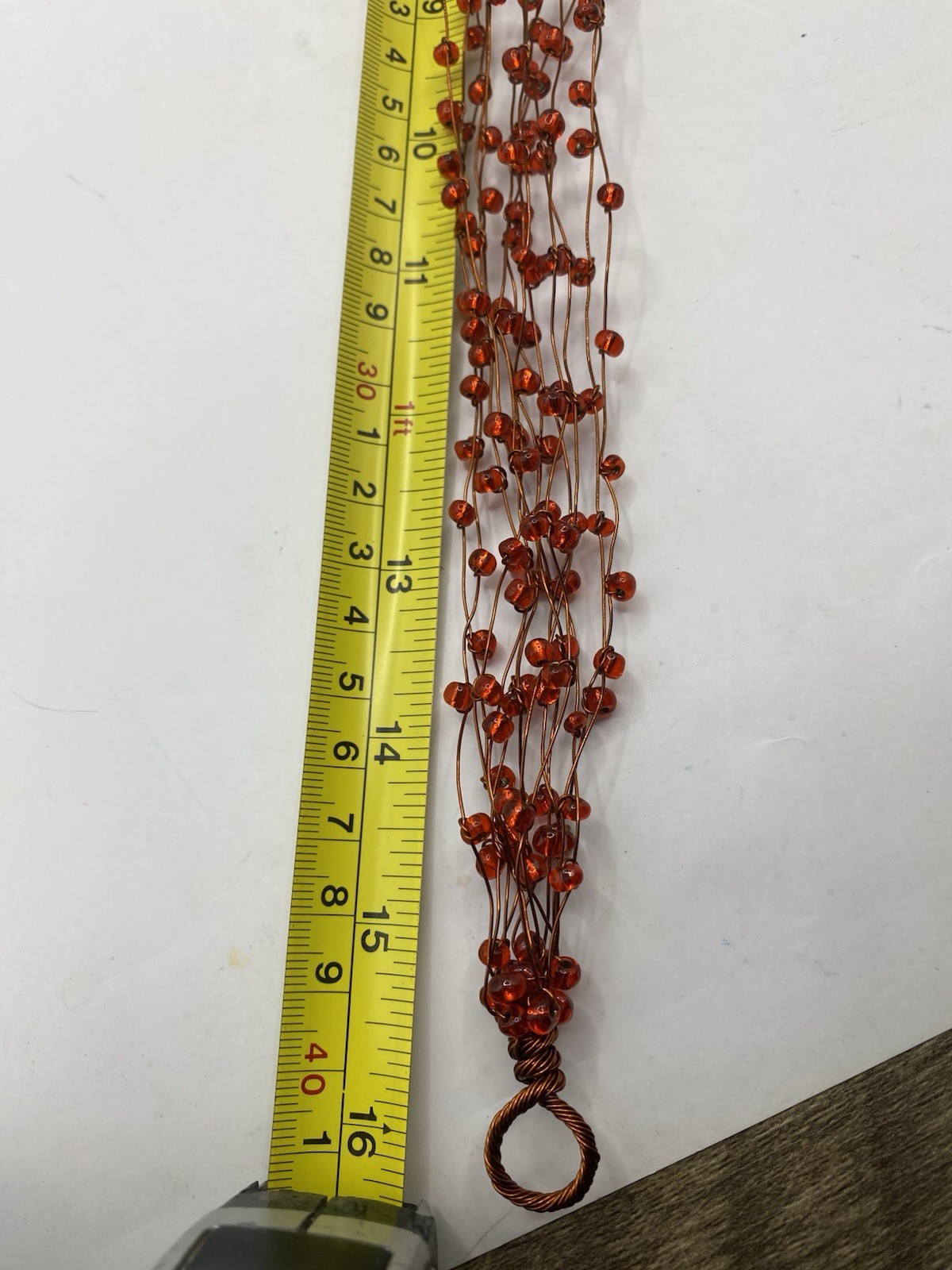 Mi Linea Red Beaded Copper Wire Multi-strand Choker Necklace And Bracelet