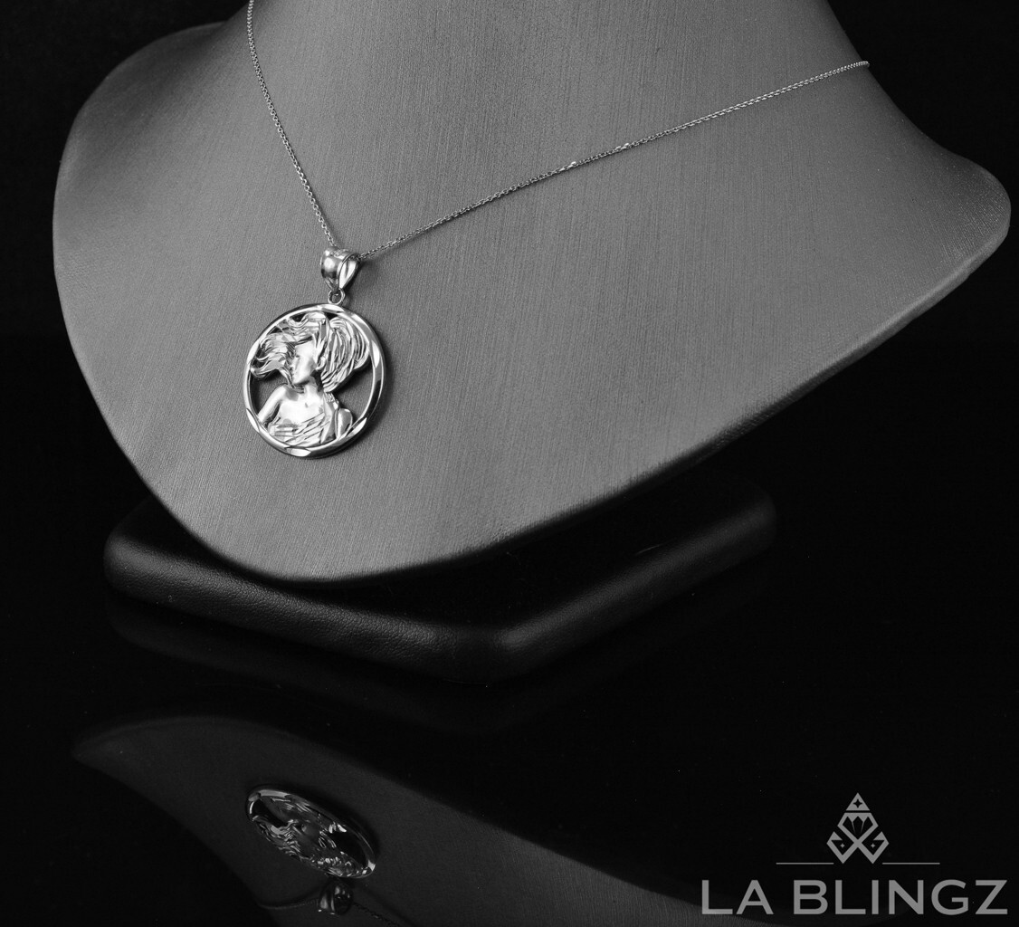 Sterling Silver Zodiac Round DC Pendant Necklace | 12 Horoscope Signs Available