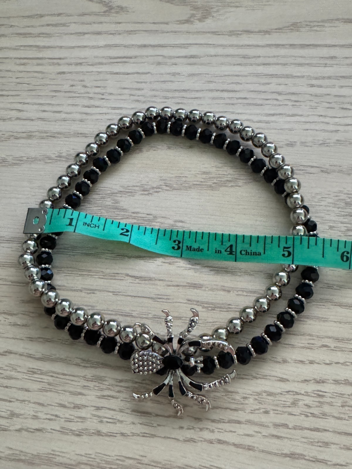 Gothic Halloween Spider Crystal Beaded Double Layer Elastic Necklace or Bracelet