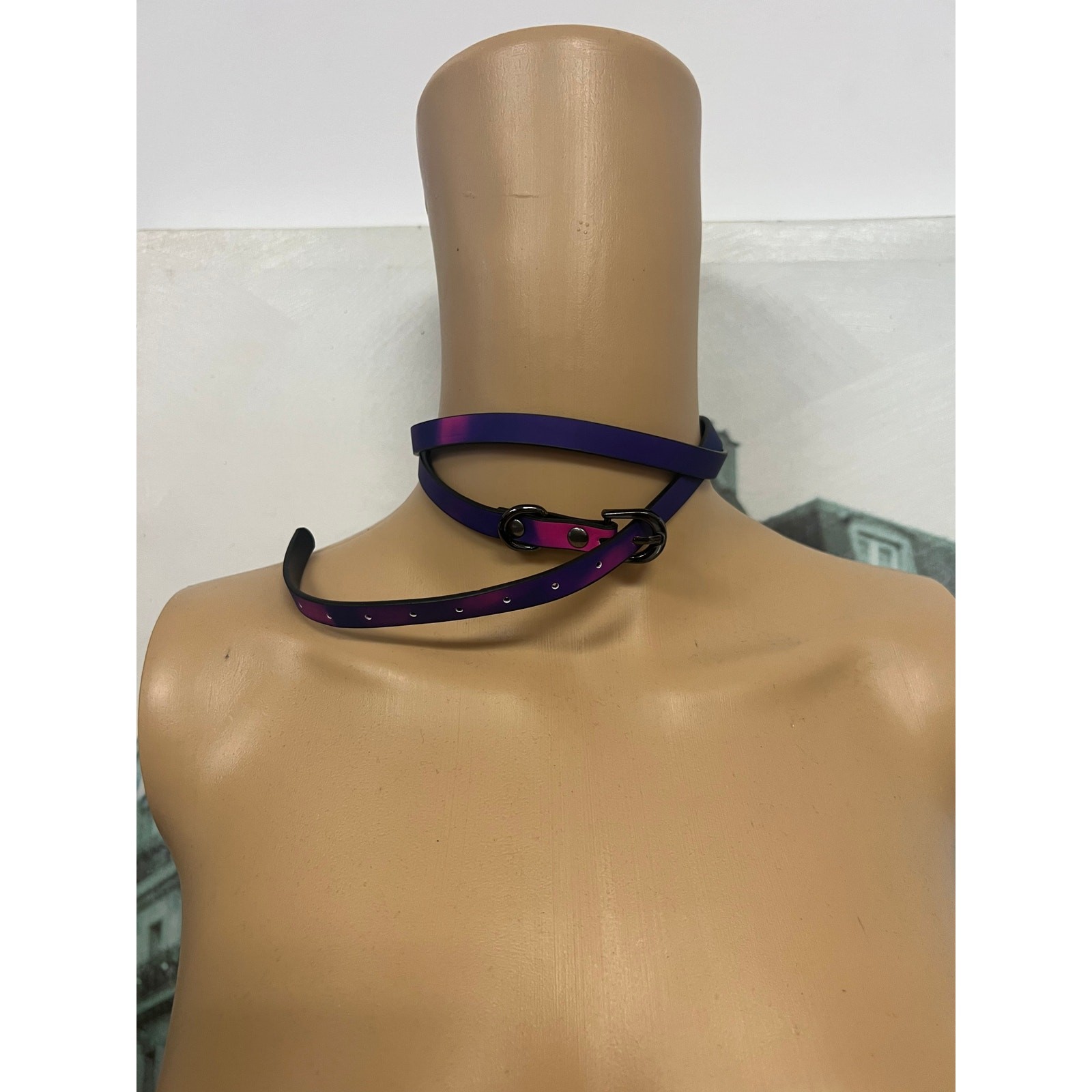 Gothic Thermochromic Faux Leather Choker with Detachable Leash