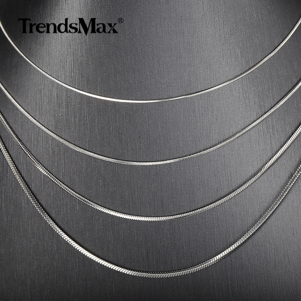 0.9-2mm Silver/Gold Plated Stainless Steel Herringbone Snake Chain Necklace 22″