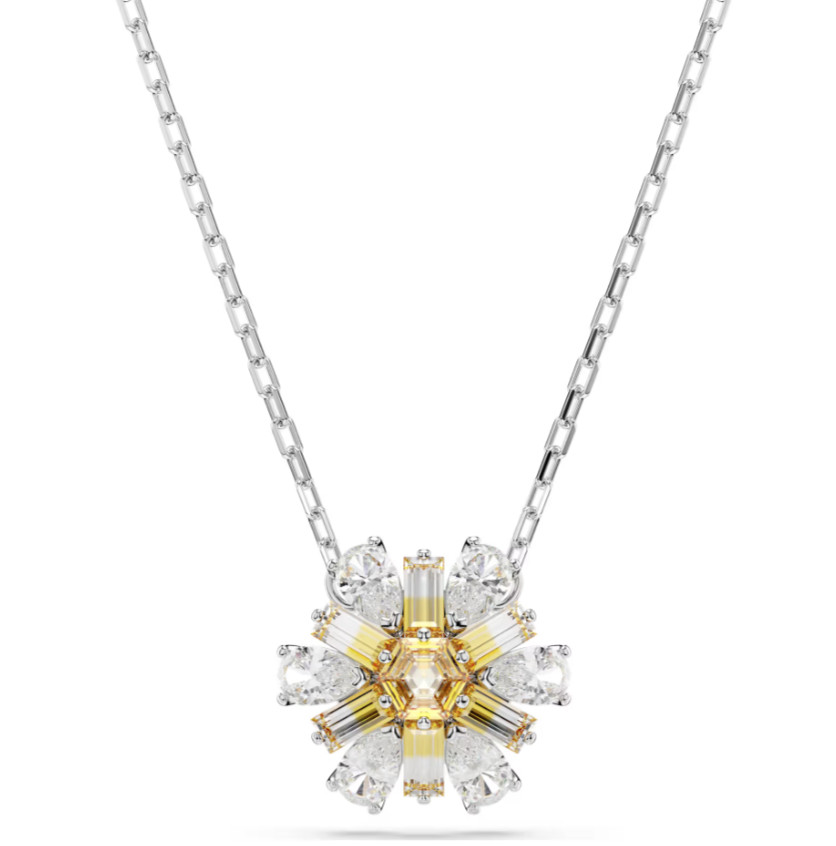 Swarovski Idyllia pendant Flower, Yellow, Rhodium plated 5679939