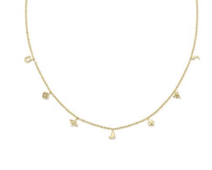 Kendra Scott Lucky Charm Strand Necklace – Gold/White Cz One Size