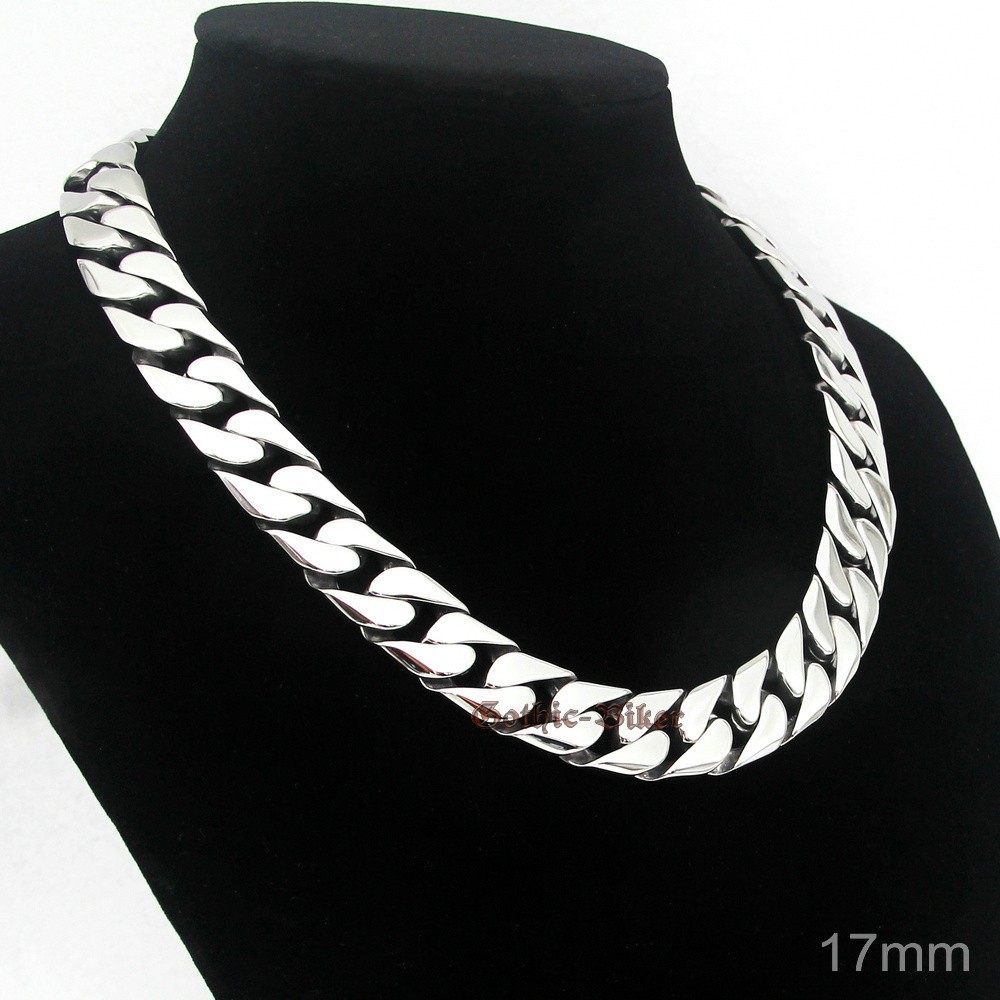 Heavy Wide Stainless Steel Curb Cuban Chain Men Necklace Polish 17mm 20mm 18-30″