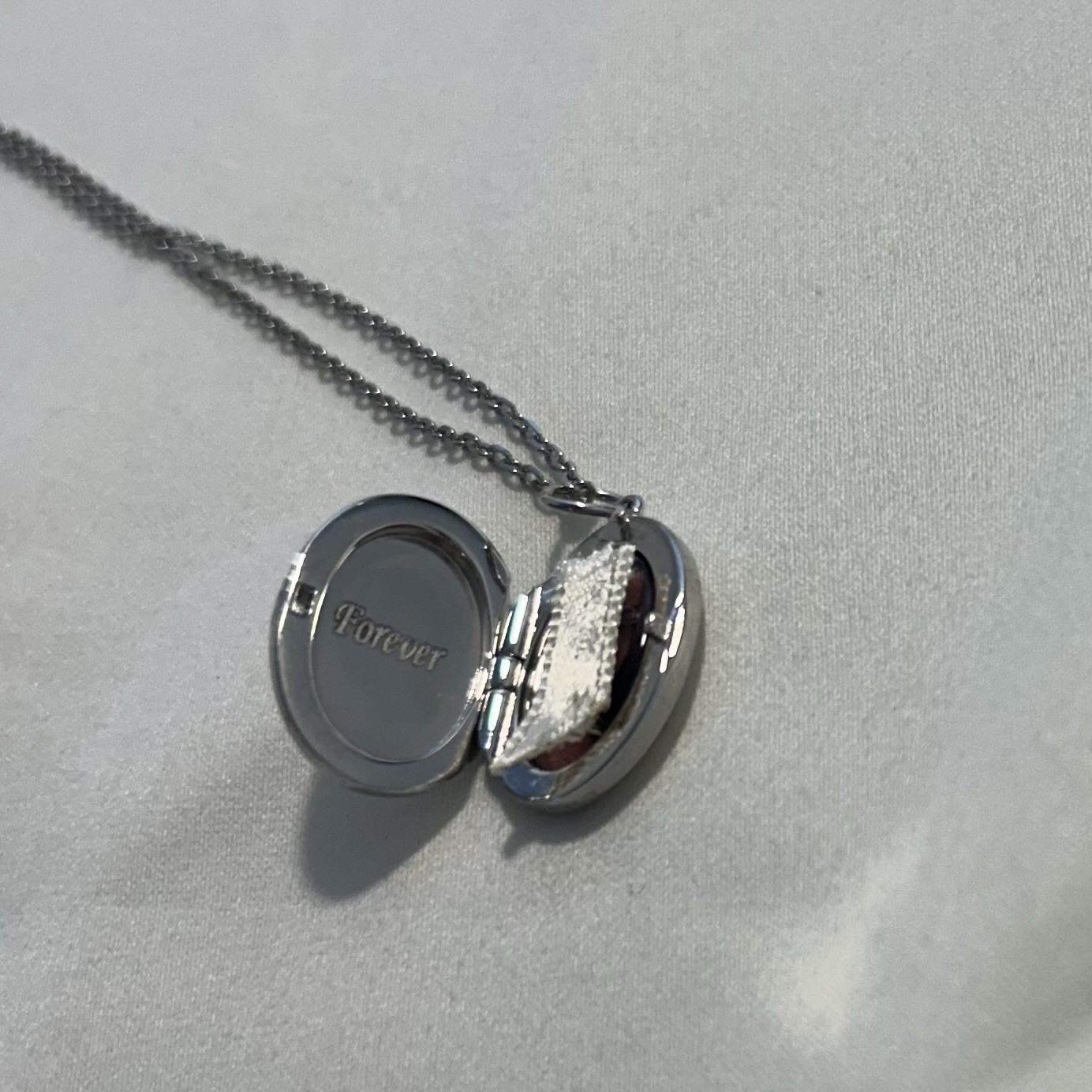 Sterling Silver Locket Necklace NIB Adjustable Chain 24 In Engraved “Forever “